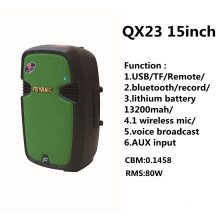 15inch Trolley Batterie Bluetooth Lautsprecher mit Licht Red Net, DJ Lautsprecher Leistungsstarke Lautsprecher Qx-23